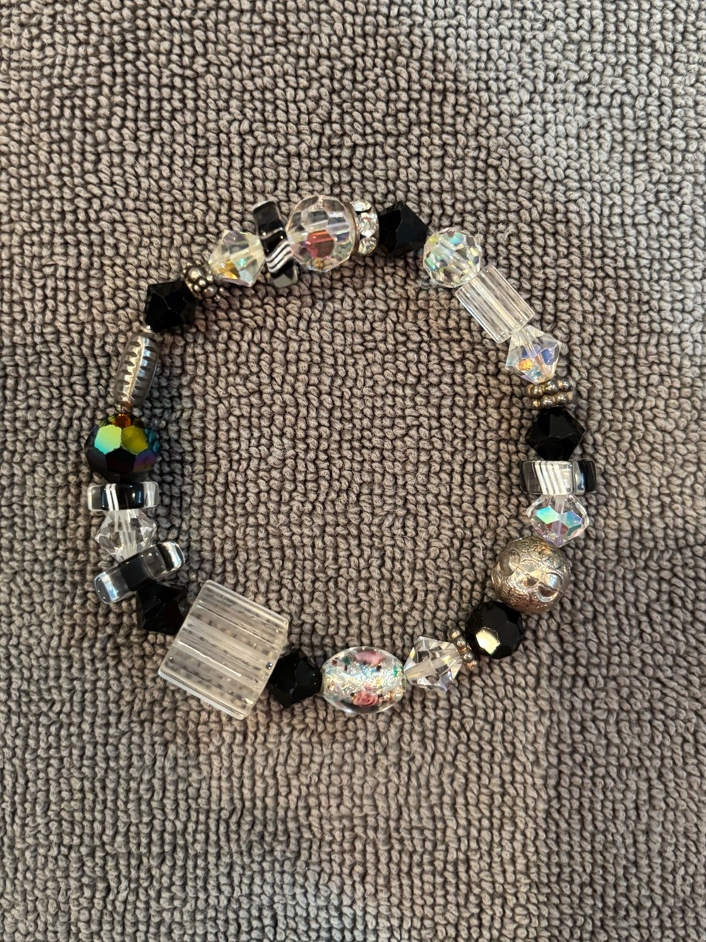 Unbranded Black and Clear Crystal Stretch Bracelet